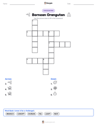Bornean Orangutan printable worksheet preview
