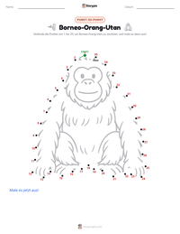 Borneo-Orang-Utan druckbare Arbeitsblatt Vorschau