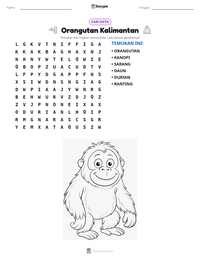 Prabaca lembar kerja cetak Orangutan Kalimantan