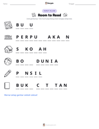 Prabaca lembar kerja cetak Room to Read