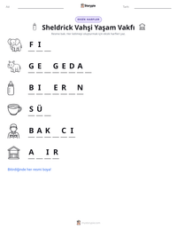 Sheldrick Vahşi Yaşam Vakfı yazdırılabilir çalışma sayfası önizlemesi
