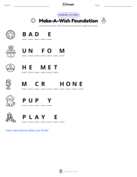 Make-A-Wish Foundation printable worksheet preview