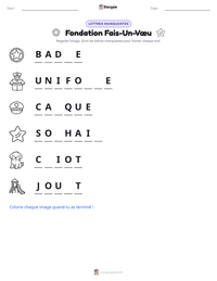 Aperçu de la feuille de travail imprimable Fondation Fais-Un-Vœu