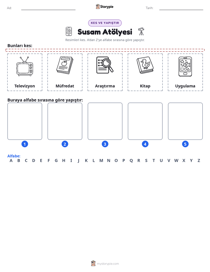 Kes & Yapıştır Alfabe