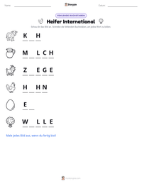 Heifer International druckbare Arbeitsblatt Vorschau