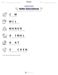 Heifer International printable worksheet preview