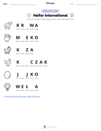 Podgląd drukowalnego arkusza ćwiczeń Heifer International