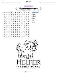 Heifer International afdrukbare werkblad voorbeeld