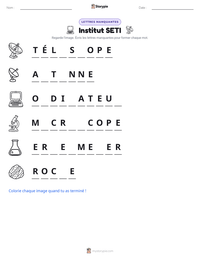 Aperçu de la feuille de travail imprimable Institut SETI
