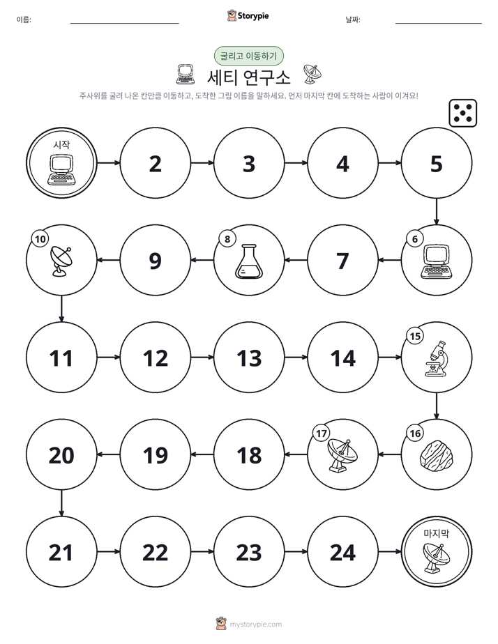주사위 굴리고 이동하기 게임