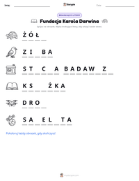 Podgląd drukowalnego arkusza ćwiczeń Fundacja Karola Darwina