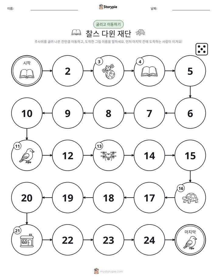 주사위 굴리고 이동하기 게임