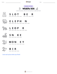 Wildlife SOS printable worksheet preview
