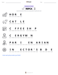 RSPCA printable worksheet preview