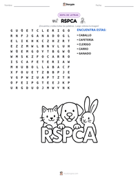 Vista previa de la hoja de trabajo imprimible de RSPCA