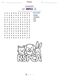 RSPCA afdrukbare werkblad voorbeeld