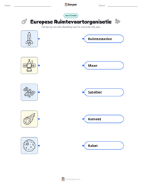 Europese Ruimtevaartorganisatie afdrukbare werkblad voorbeeld