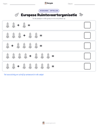 Europese Ruimtevaartorganisatie afdrukbare werkblad voorbeeld