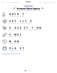 European Space Agency printable worksheet preview