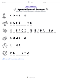 Vista previa de la hoja de trabajo imprimible de Agencia Espacial Europea