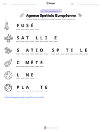 Aperçu de la feuille de travail imprimable Agence Spatiale Européenne