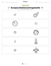 Europese Ruimtevaartorganisatie afdrukbare werkblad voorbeeld