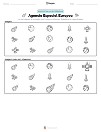 Vista previa de la hoja de trabajo imprimible de Agencia Espacial Europea