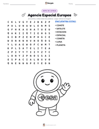 Vista previa de la hoja de trabajo imprimible de Agencia Espacial Europea
