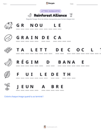 Aperçu de la feuille de travail imprimable Rainforest Alliance