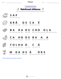 Prévia da folha de atividades imprimível Rainforest Alliance
