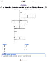Podgląd drukowalnego arkusza ćwiczeń Królewska Narodowa Instytucja Łodzi Ratunkowych