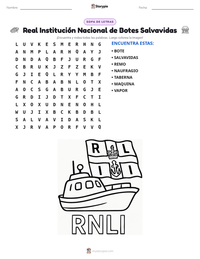 Vista previa de la hoja de trabajo imprimible de Real Institución Nacional de Botes Salvavidas