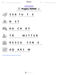 Projeto TAMAR printable worksheet preview