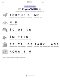 Aperçu de la feuille de travail imprimable Projeto TAMAR