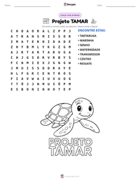 Prévia da folha de atividades imprimível Projeto TAMAR