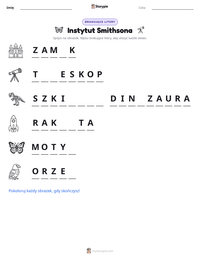 Podgląd drukowalnego arkusza ćwiczeń Instytut Smithsona