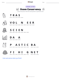 Ocean Conservancy printable worksheet preview