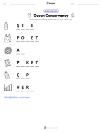 Ocean Conservancy yazdırılabilir çalışma sayfası önizlemesi