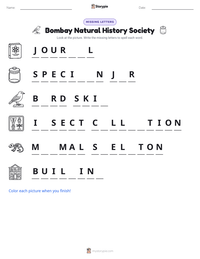Bombay Natural History Society printable worksheet preview