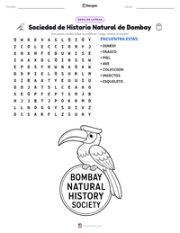 Vista previa de la hoja de trabajo imprimible de Sociedad de Historia Natural de Bombay