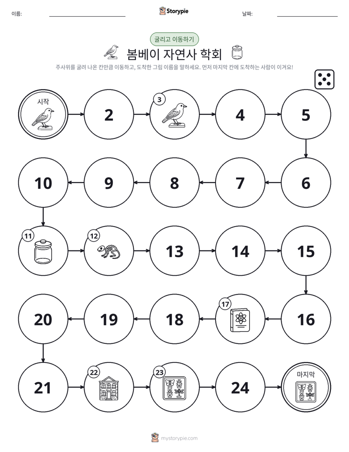 주사위 굴리고 이동하기 게임