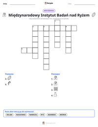 Podgląd drukowalnego arkusza ćwiczeń Międzynarodowy Instytut Badań nad Ryżem