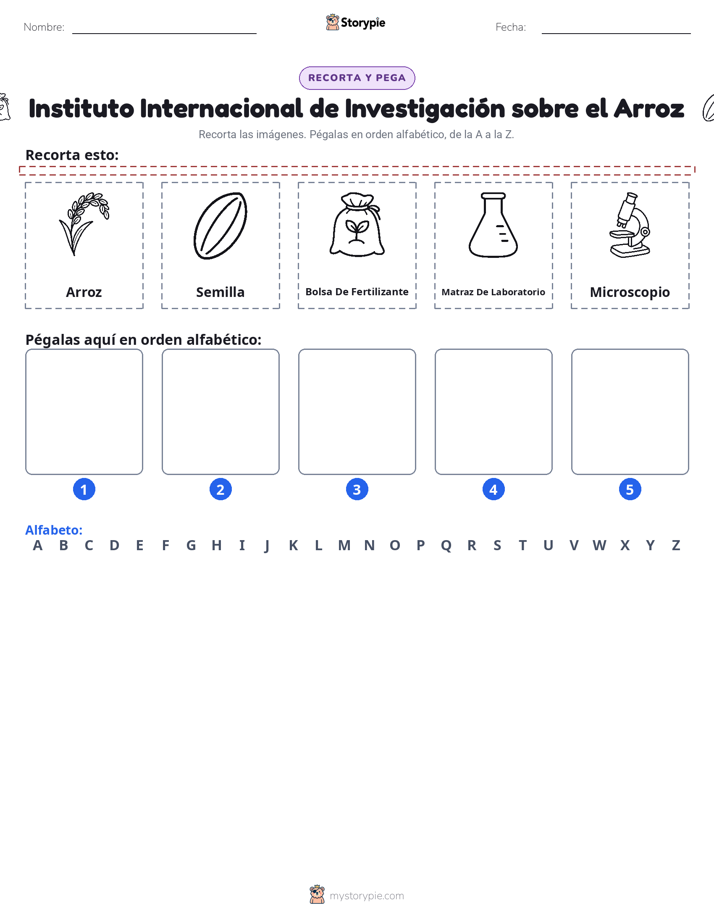 Cortar y Pegar el Alfabeto