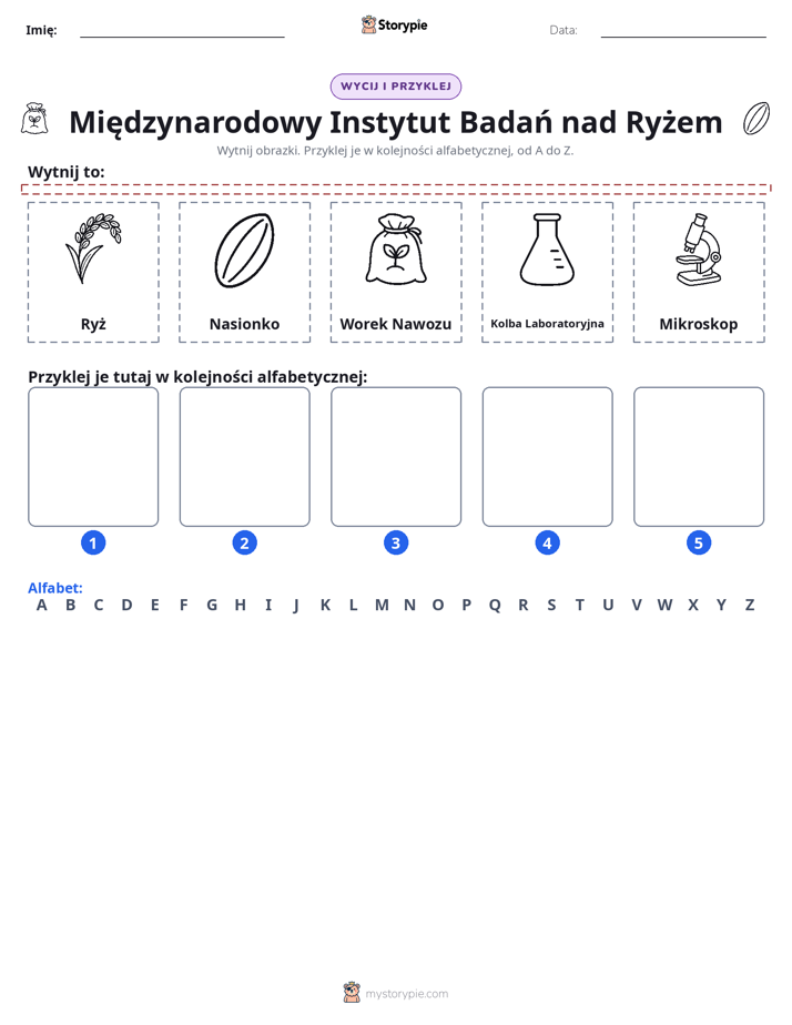 Wytnij i Wklej Alfabet