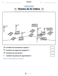 Aperçu de la feuille de travail imprimable Chemins de fer indiens