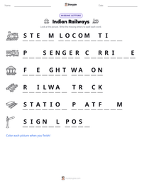 Indian Railways printable worksheet preview