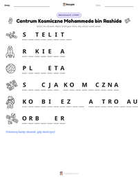 Podgląd drukowalnego arkusza ćwiczeń Centrum Kosmiczne Mohammeda bin Rashida