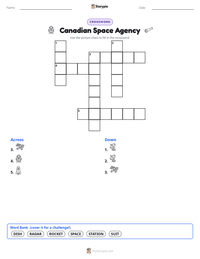 Canadian Space Agency printable worksheet preview