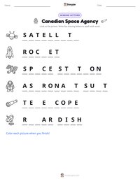 Canadian Space Agency printable worksheet preview