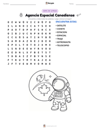 Vista previa de la hoja de trabajo imprimible de Agencia Espacial Canadiense